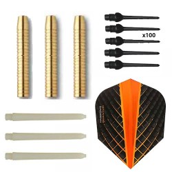 Pack Juego Dardos Eco Brass 2ba Orange+ 100 Puntas