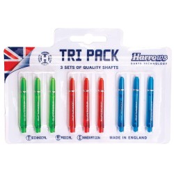 Cañas Tri Pack Harrows Darts Supergrip Pro Shaft Medium Colours 1