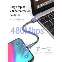 Cable Iphone De 2m Color Gris Ios 14 2.4a