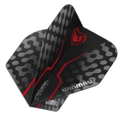 Plumas Winmau Darts Prisma Zeta Negro, Cinza Vermelha Padrão 6915.306