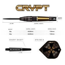 Darts Mission Krypt M1 Black & Gold Pvd 90% 22gr