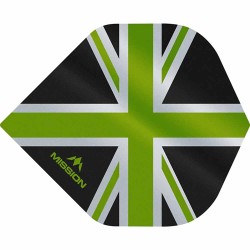 Plumas Mission Darts No2 Std Alliance Union Jack Preto Verde F3083