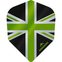 Plumas Mission Darts No6 Alliance Union Jack Negro Verde F3099