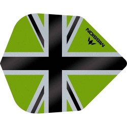 Plumas Mission Darts No6 Std Alliance-x Union Jack Preto Verde F3121