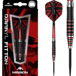 Darts Mission Darryl Fitton Schwarz Rot Elektro 95% 22g D1628